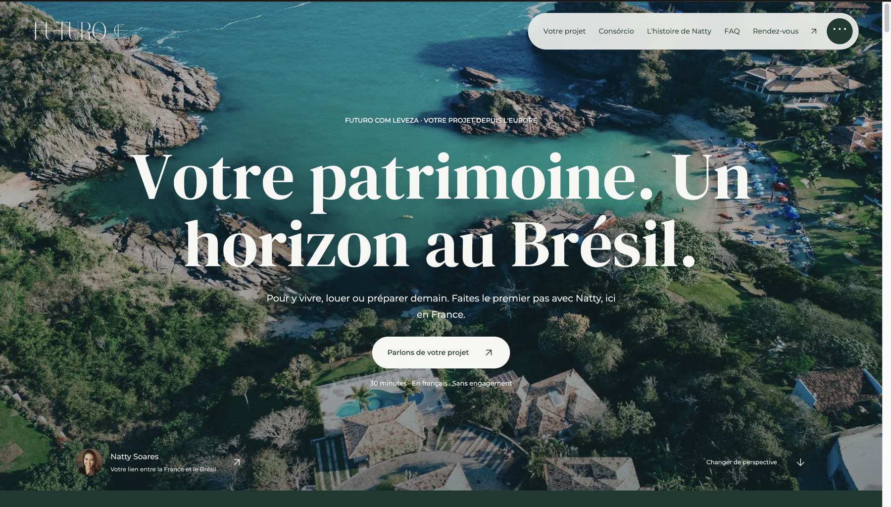 Vue ordinateur du site FUTURO COM LEVEZA