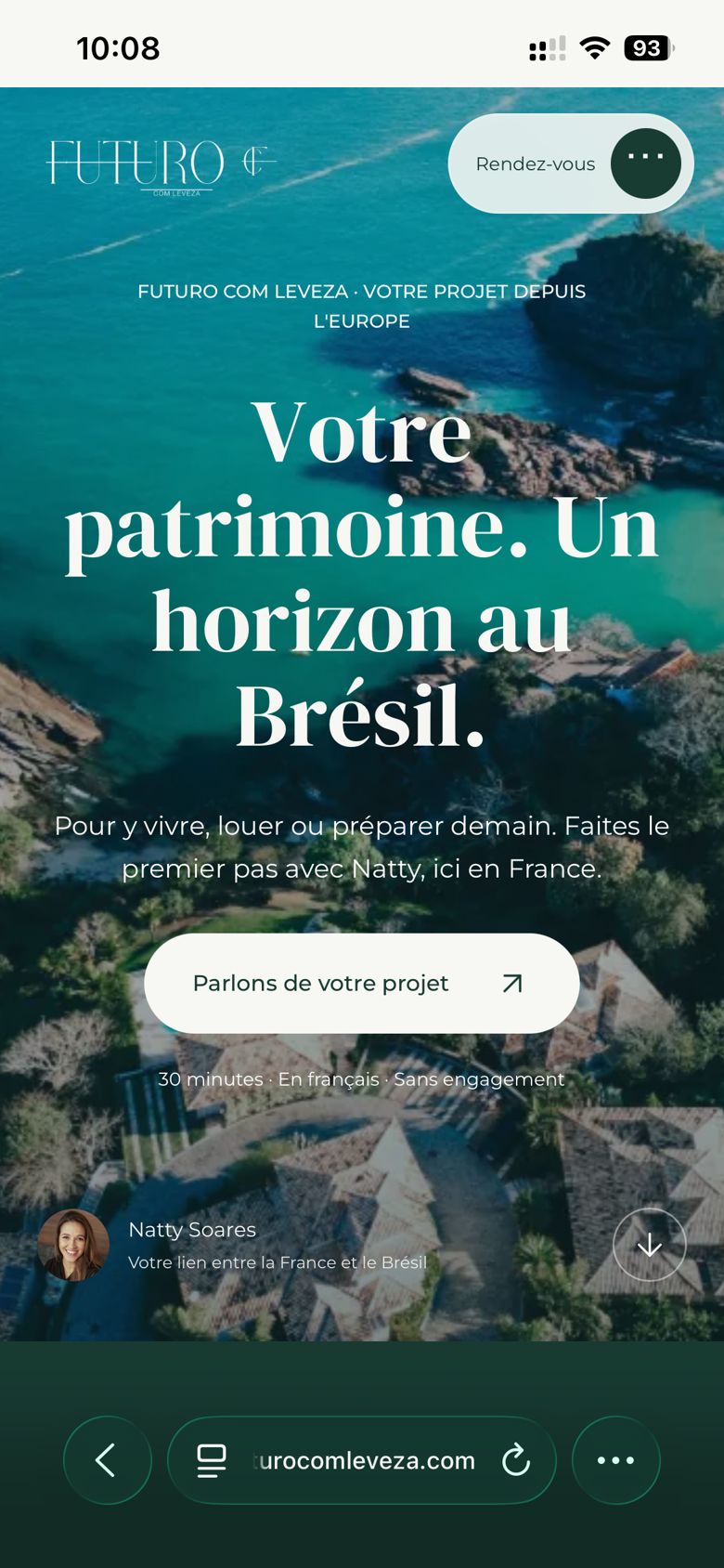 Vue mobile du site FUTURO COM LEVEZA