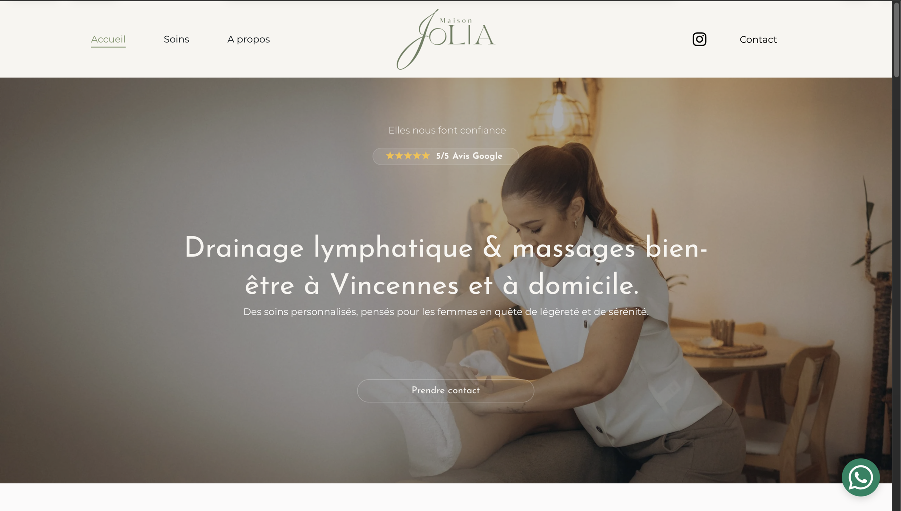 Vue ordinateur du site MAISON JOLIA