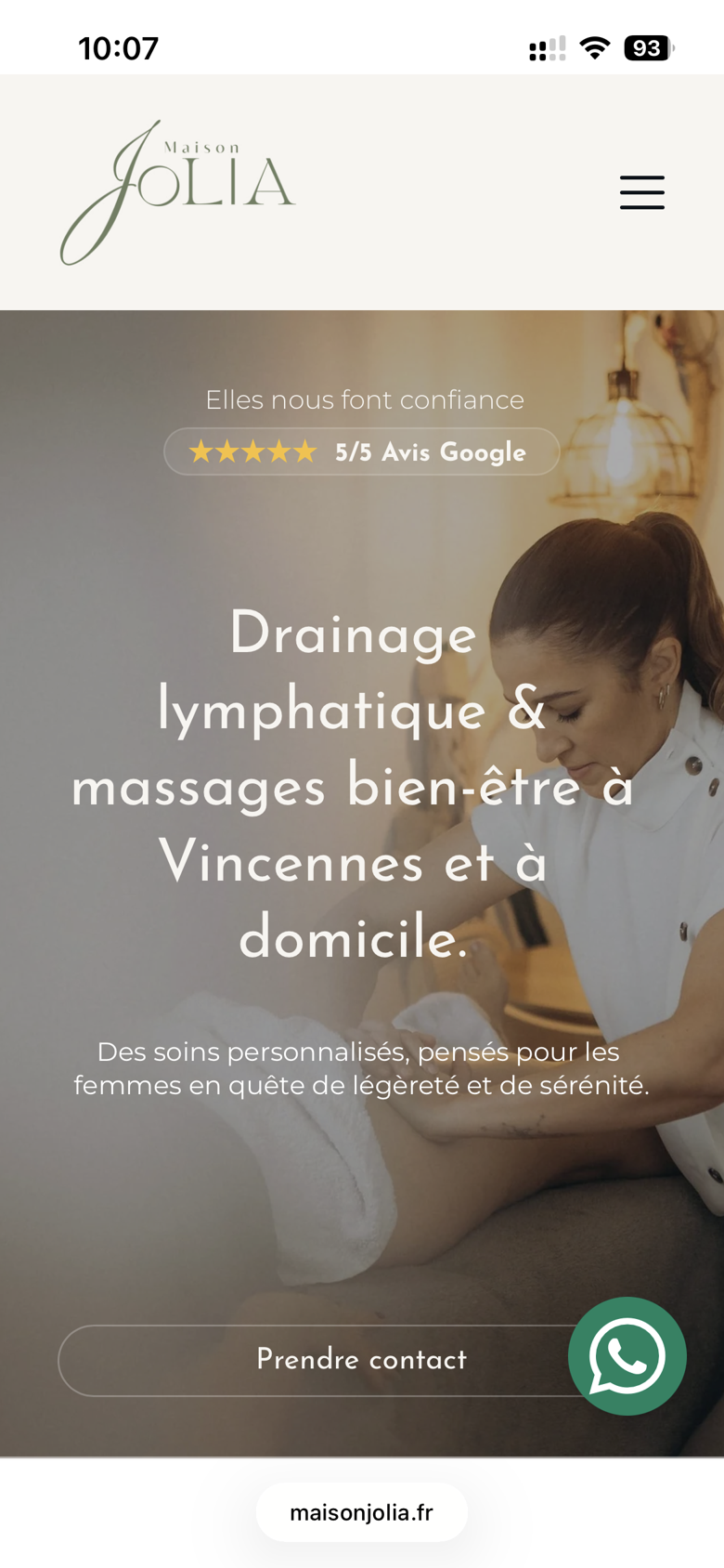 Vue mobile du site MAISON JOLIA