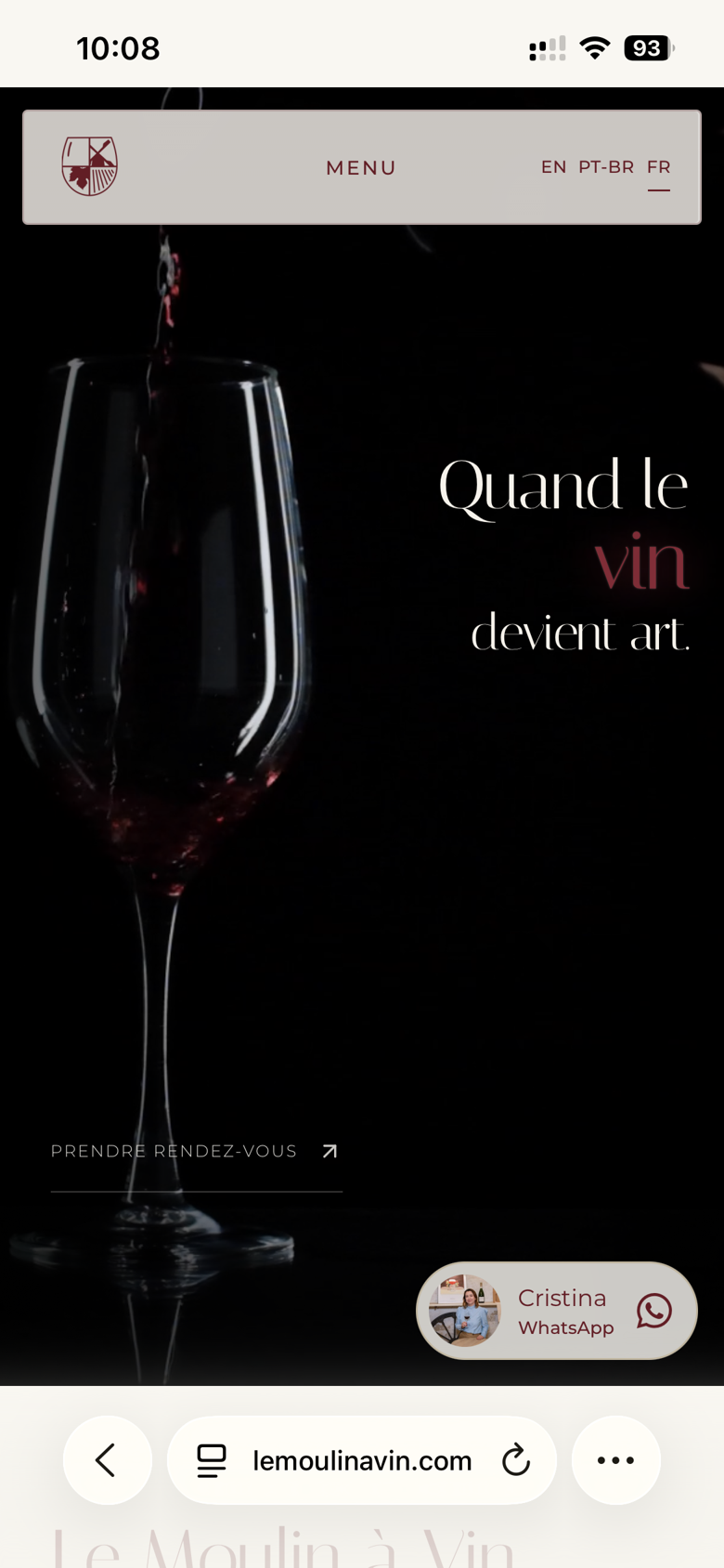 Vue mobile du site LE MOULIN À VIN